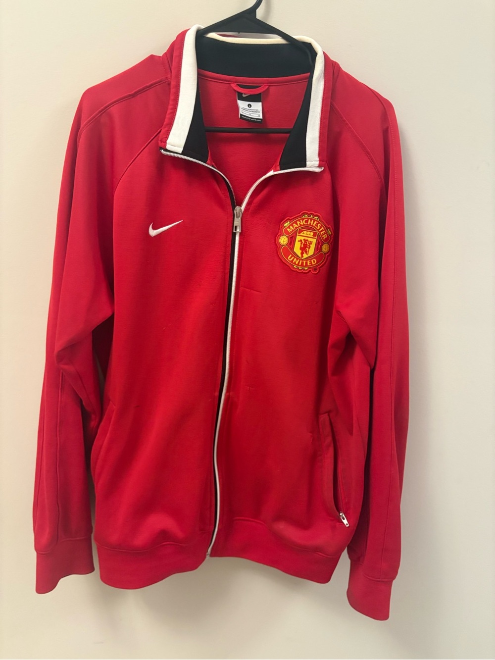 Nike Red Manchester United Track Jacket with White Trim